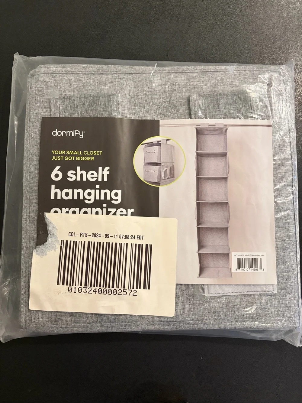 Dormify Gray Hanging Closet Organizer